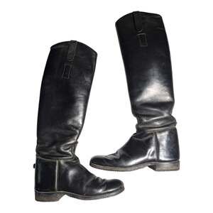 Grand Prix Black Leather Knee High Pull On Show Equestrian Riding Boots Sz 6